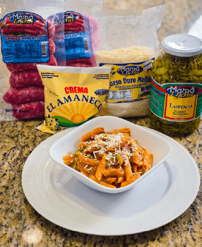 Mama Lycha Pasta with Chorizo and Loroco